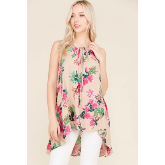 🆕 Tan Floral Tunic - Picture 3 of 5